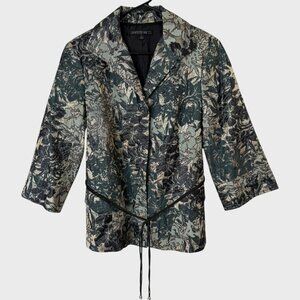 Lafayette 148 Helena Brocade Jacquard Blazer Jacket Green & Gold Women's Size 6